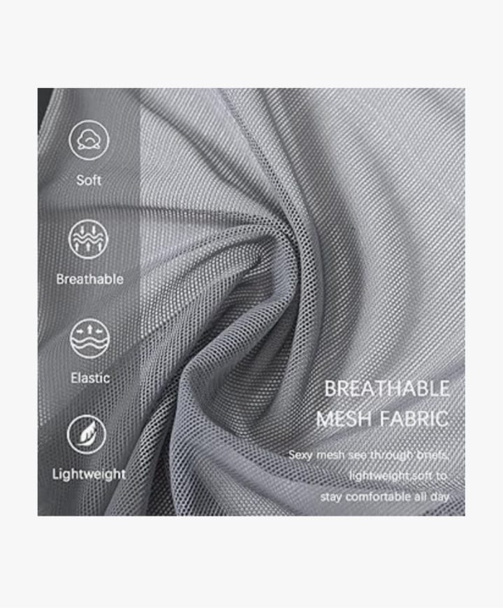 Men's Mesh Underwear Briefs See Through Breathable Briefs Whit Bulge Pouch